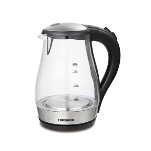 TORNADO Glass Kettle, 1.7 Liter, 1850-2200 Watt, Glass Transparent TKG-2117