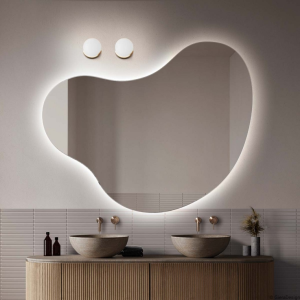 Double-Sided Frosted Square Bathroom Mirror With LED Light