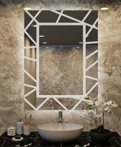 Double-Sided Frosted Square Bathroom Mirror With LED Light