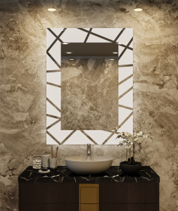 Double-Sided Frosted Square Bathroom Mirror With LED Light