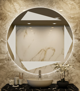 Double-Sided Frosted Square Bathroom Mirror With LED Light