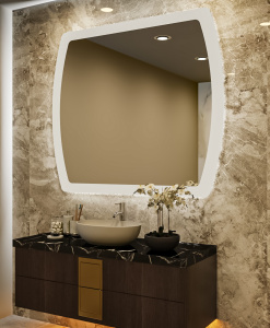 Double-Sided Frosted Square Bathroom Mirror With LED Light