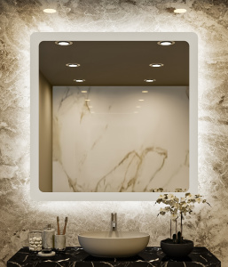 Double-Sided Frosted Square Bathroom Mirror With LED Light