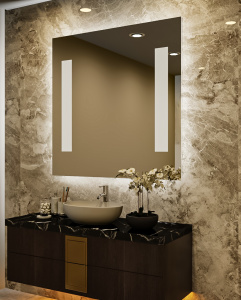 Double-Sided Frosted Square Bathroom Mirror With LED Light