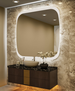 Circular Mirror With Frosted Triangles