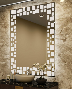 Double-Sided Frosted Square Bathroom Mirror With LED Light