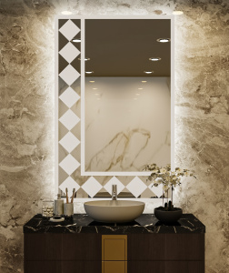 Double-Sided Frosted Square Bathroom Mirror With LED Light