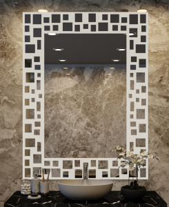 Double-Sided Frosted Square Bathroom Mirror With LED Light