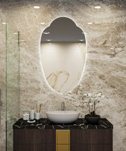 Double-Sided Frosted Square Bathroom Mirror With LED Light