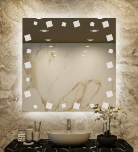 Double-Sided Frosted Square Bathroom Mirror With LED Light