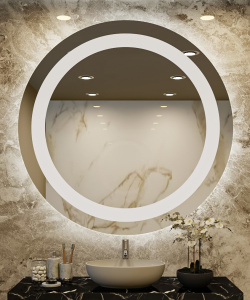 Double-Sided Frosted Square Bathroom Mirror With LED Light
